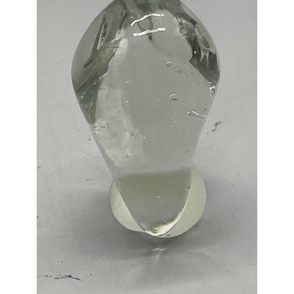 glass owl figurine clear frosted eyes base 4" tall 1.75" base blown glass READ - Picture 2 of 5